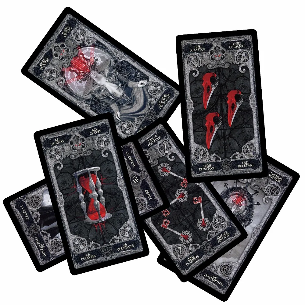 XIII Dark Tarot.  English Tarot.Spanish Tarot.French Tarot.German Tarot.Mysterious Divination Fate Personal Use Card Game