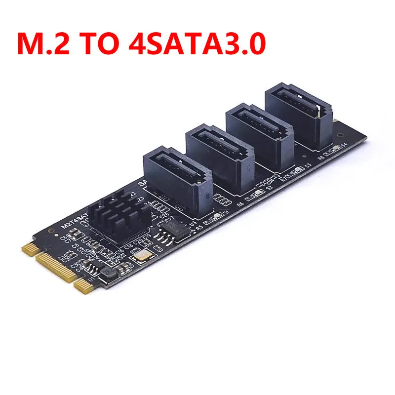 M.2 MKEY  BKey PCI-E Expansion Card 4Port Adapter Card M.2 To SATA 3.0 Converter NVME To SATA SATA3.0 Adapter