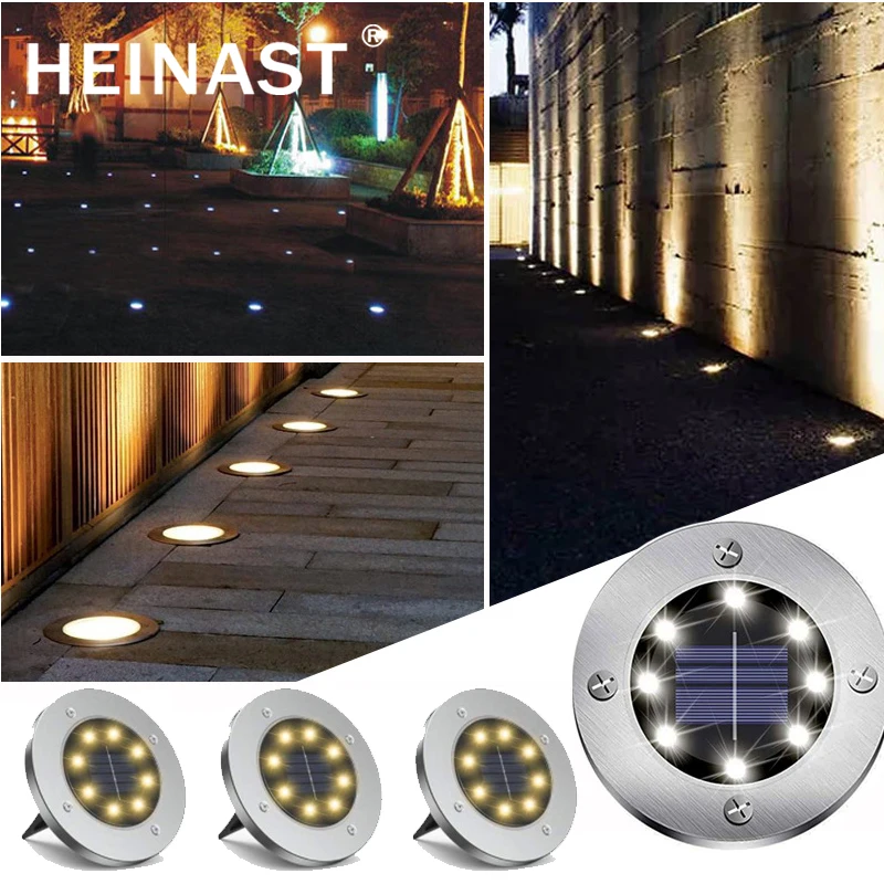 8 LED Solar Power Disk Light IP65 Outdoor Garden Solar Underground Light Deck Light Spotlight Buried Solar Led Lamp Garden Decor