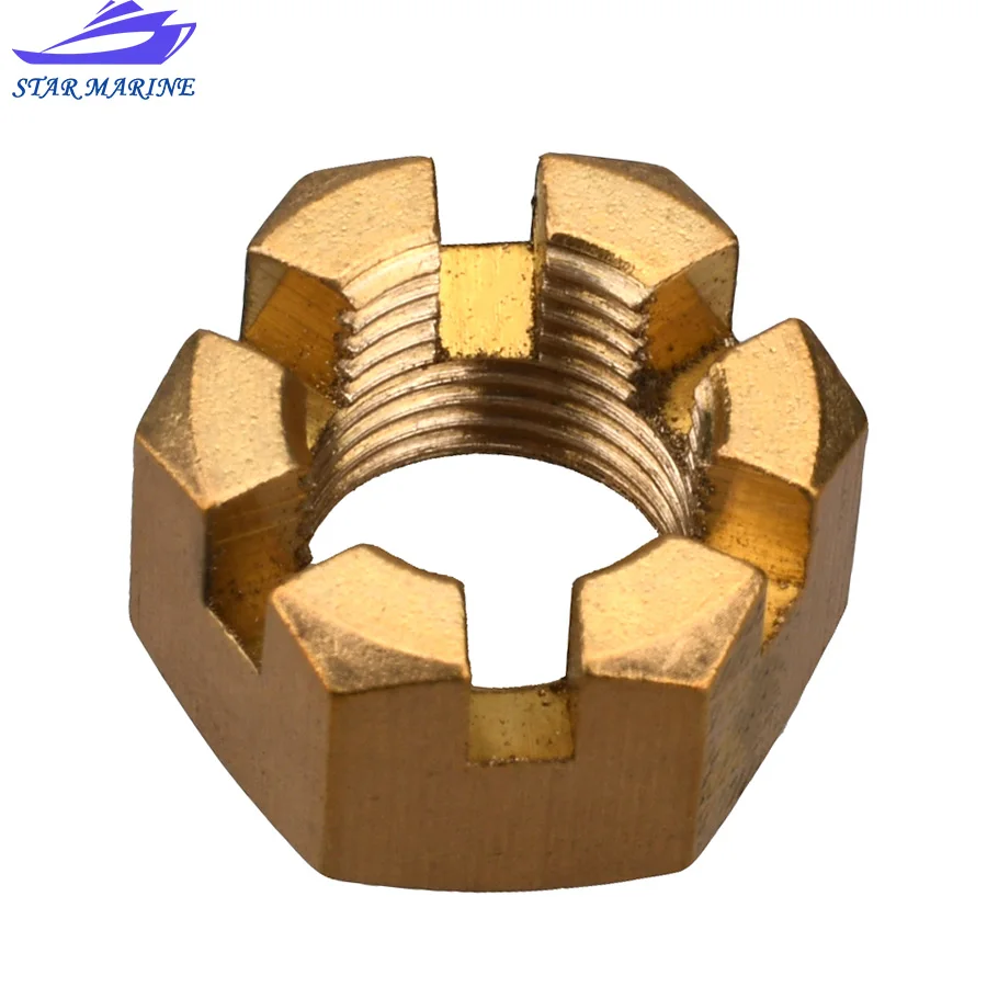 90171-16011 Copper Castle Nut For Yamaha Outboard Motor Propeller 40HP-90HP Seapro,HDX,Parsun,Hidea 40HP-85HP Boat Engine Parts