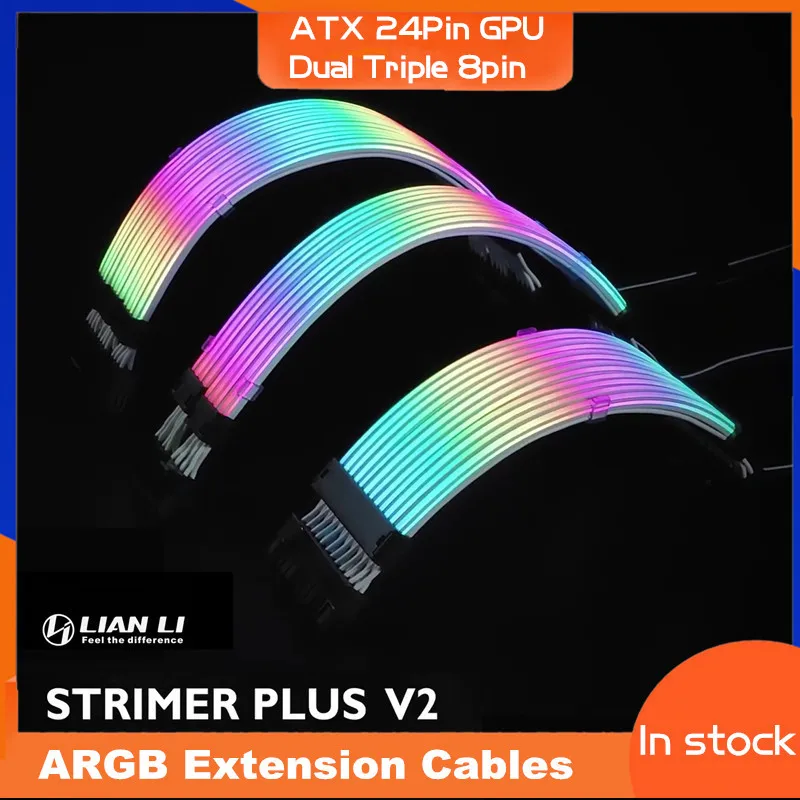 

Lian Li Strimer Plus V2 RGB PSU Extension Cable Kit, ATX 24Pin GPU Dual Triple 8pin, Soft & Removable