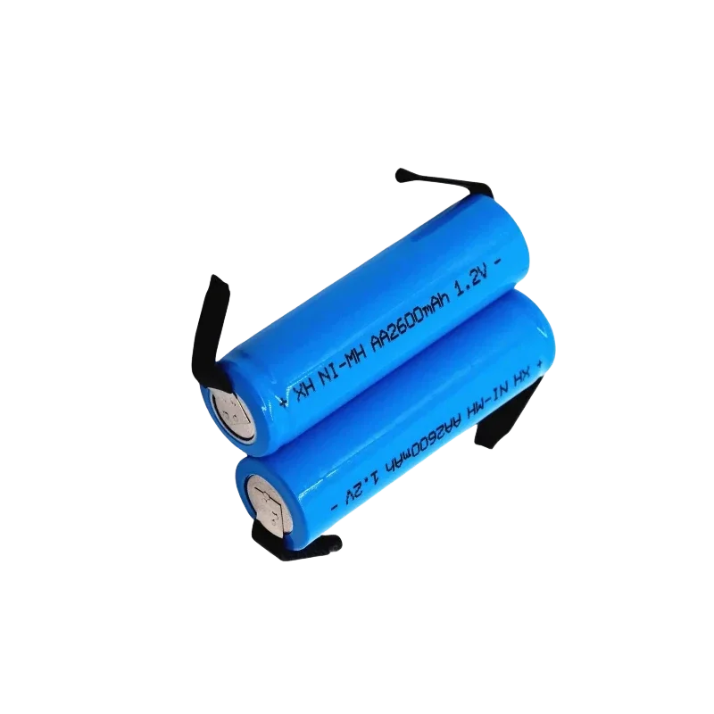 Batería recargable AA de 1,2 V y 2600mah, pila AA NiMH con pines de soldadura para maquinilla de afeitar eléctrica DIY, cepillo de dientes, Juguetes