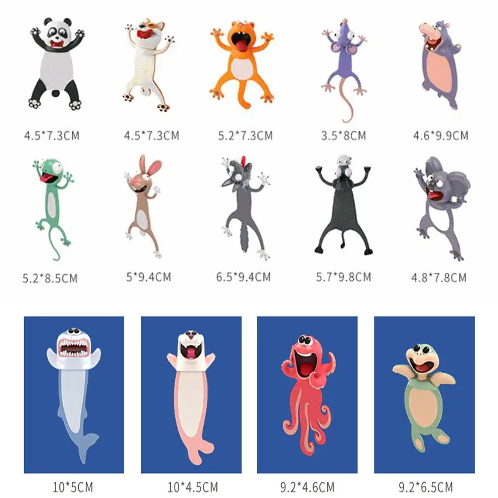 3D Stereo Cartoon Marker Animal Bookmarks Ocean Series Seal Octopus Cat Panda And Shiba Inu Creative Stationery for Kids