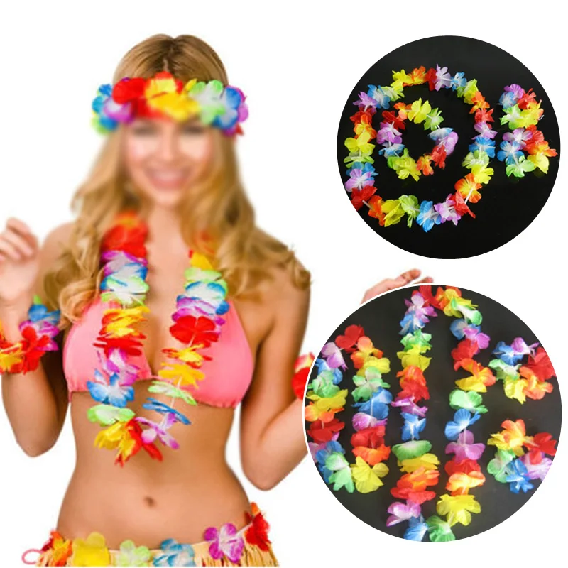 Outdoor 2018 Hot Indoor Garlands Hawaiian Home Wedding Flower Necklace Party Realistic Set 4Pcs Beach Colorful