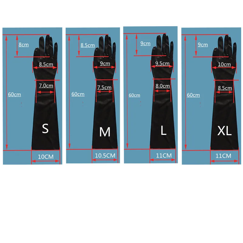 Unisex PVC Latex Rubber Gloves Wrist Seamless Moulded Shoulder Length Black And Red Long Sexy Fetish Gloves For Men Women