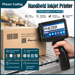 Phezer 12.7mm P17 Handheld Inkjet Printer Portable Label Printer Expiry Date Expiration Batch Code Logo QR Barcode 28 Languages