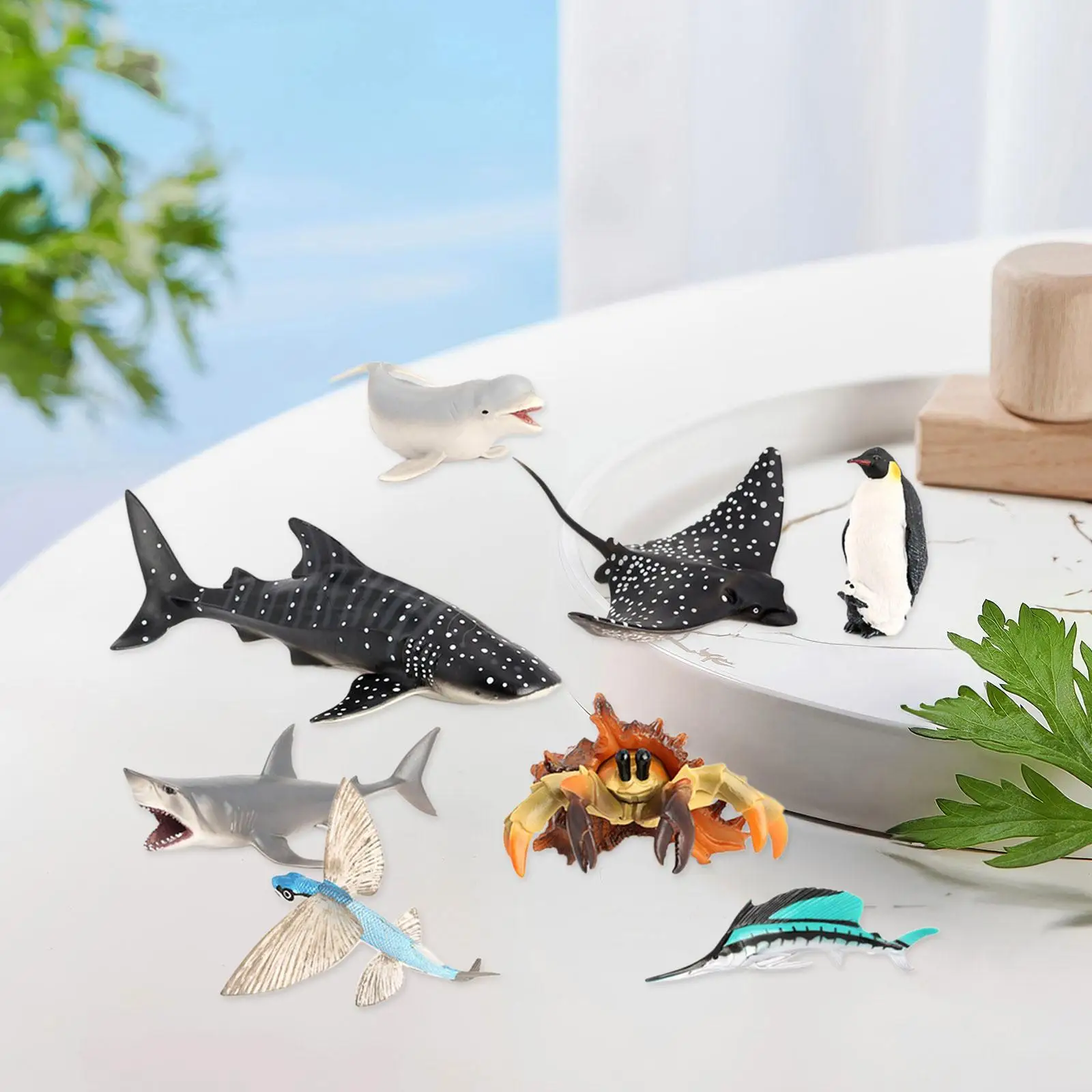 Oceanic Wildlife Collection: juego de 8 figuritas de animales realistas para decoración del hogar