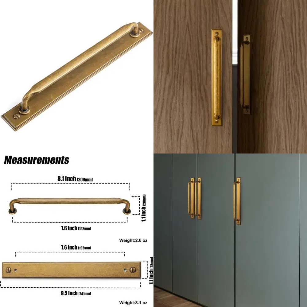 

Vintage Zinc Alloy Cabinet Handles, 7.56 Center-to-Center, Suitable for Bedroom and Kitchen Cabinets, Set of 2