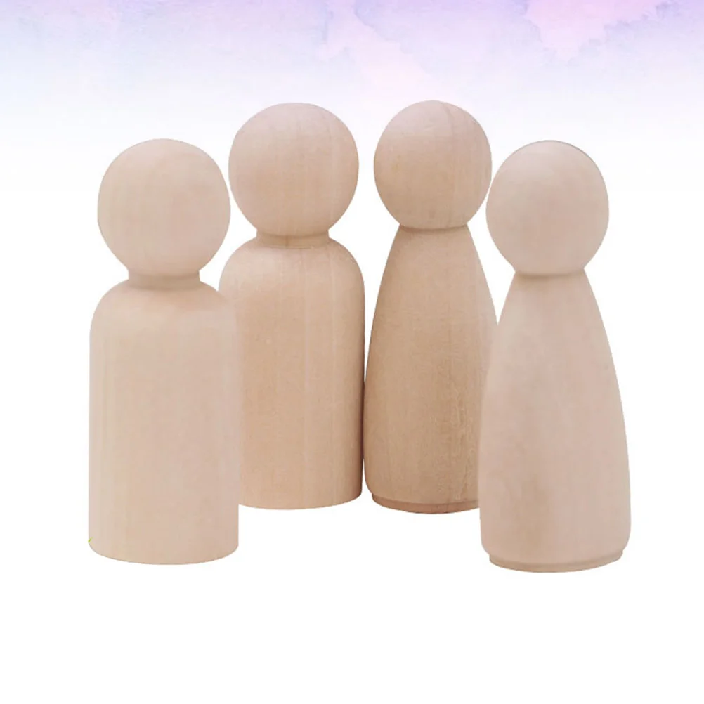 20 Pcs Wood Puppets Wooden for DIY Nail People Toys Bamboo Unfinished Preschool