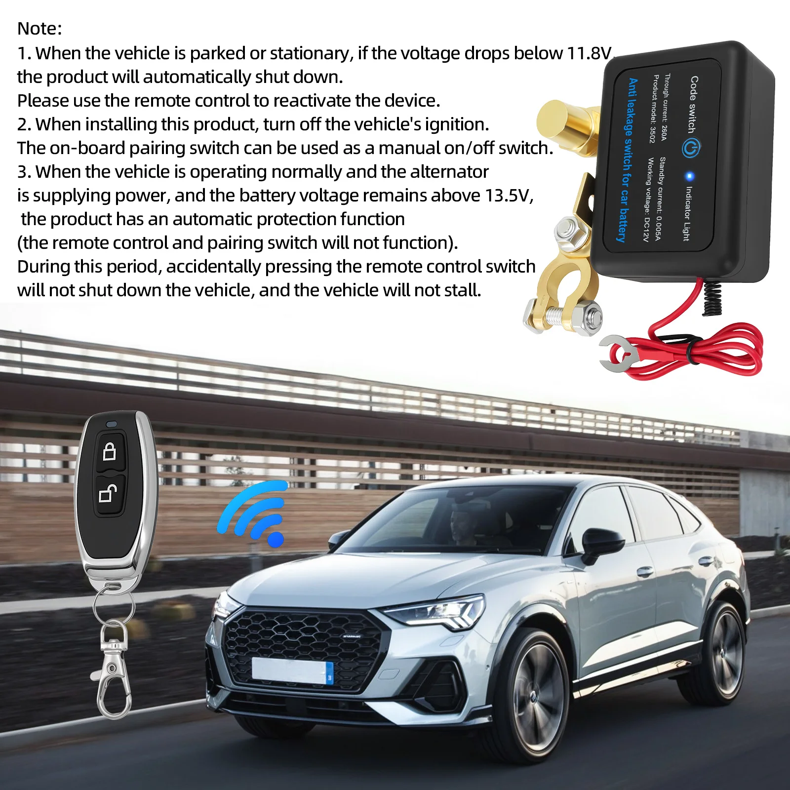 Auto 260A Batterie-Trennschalter mit Fernbedienung 12V Batterietrennschalter Ferngesteuerter Isolierschalter – Detail 13