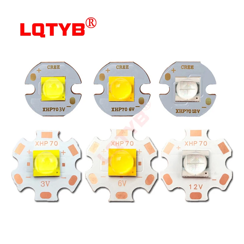 Cree XHP70.2 2 세대, 흰색, 따뜻한 흰색, 파란색 LED, 20W, 36W, 3v, 6v, 12V, 16mm, 20mm 구리 기판 용접