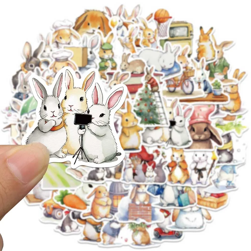 50pcs Retro Cute Cartoon Animal Bunny Rabbit Stickers For Luggage Laptop Water Bottle Phone Waterproof Graffiti Vinyl Decals