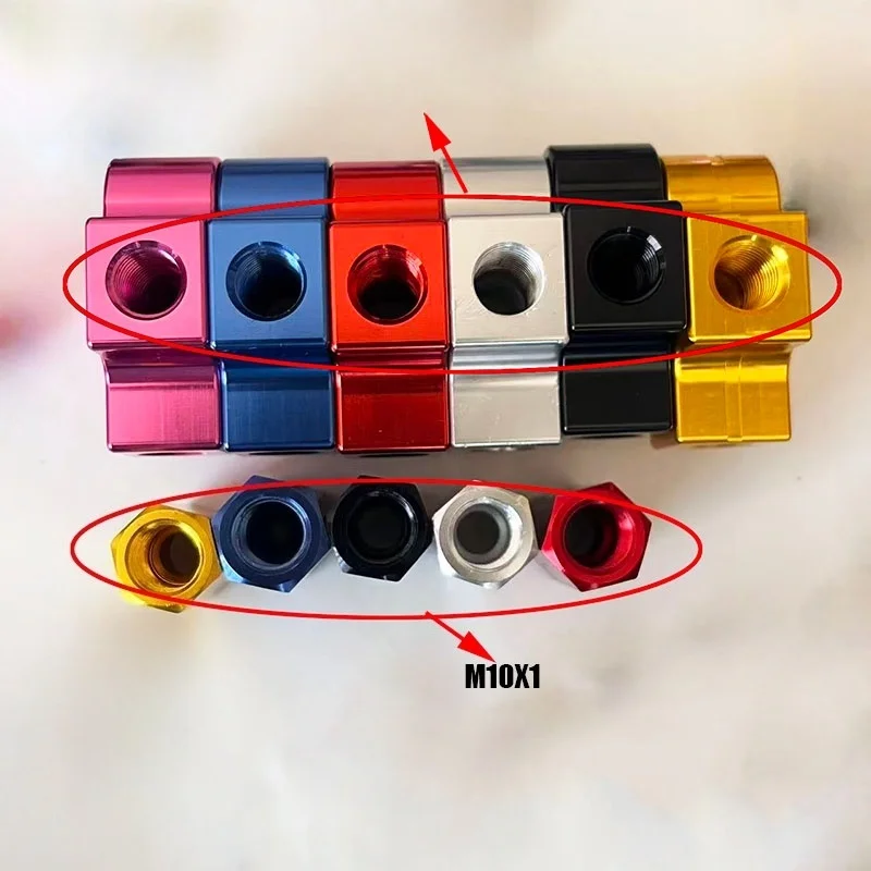Brake Hose Connecting T Adapter 2 Way Brakes Tee Block Alloy Brake Fitting Female Universal Motorcycle Brake Hose Connector End
