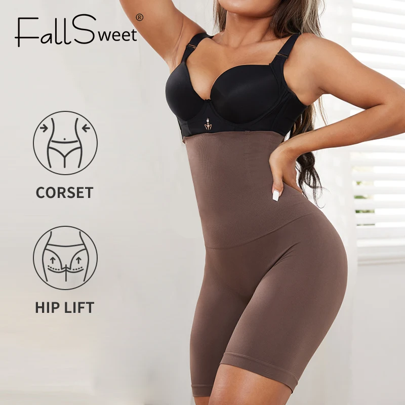 Fallsweet shapewear feminino barriga controle shorts altura cintura corpo shaper calcinha levantador de bunda plus size emagrecimento bodysuit XS-6XL