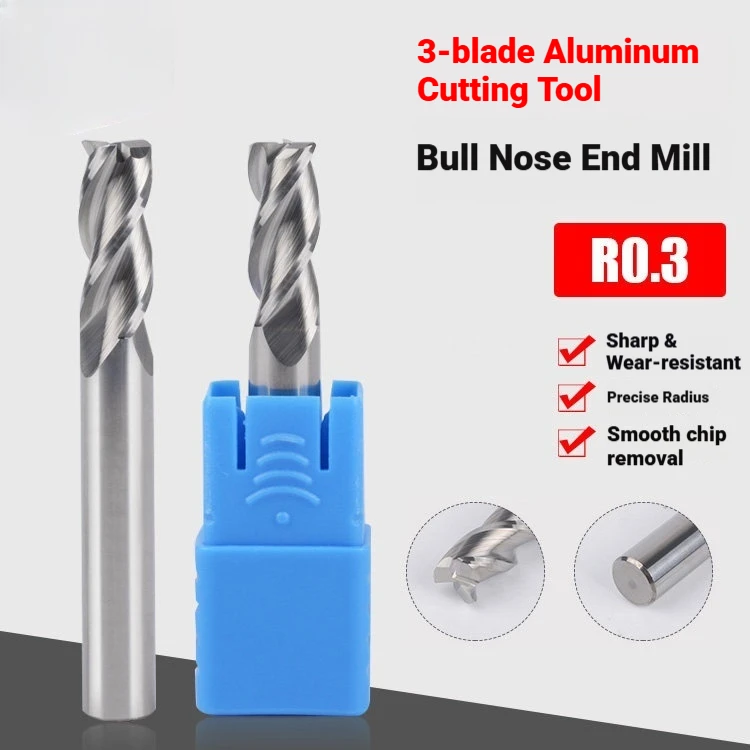 Corner Radius End Mill R Bullnose CNC Tungsten Steel Machining Metal Router Tool 3 Flutes R0.5 R1 R2 R3 Carbide Aluminum Cutter