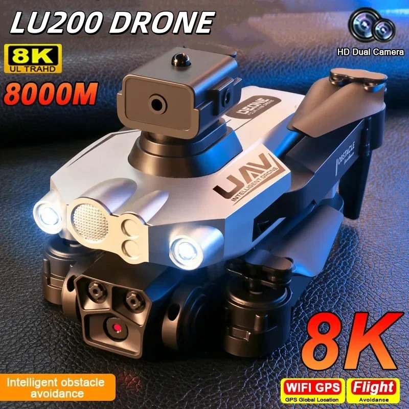 Nowy Mini LU200 Drone 8K HD podwójny aparat czterokierunkowe unikanie przeszkód fotografia lotnicza Quadcopter składana lokalizacja Hover Smart