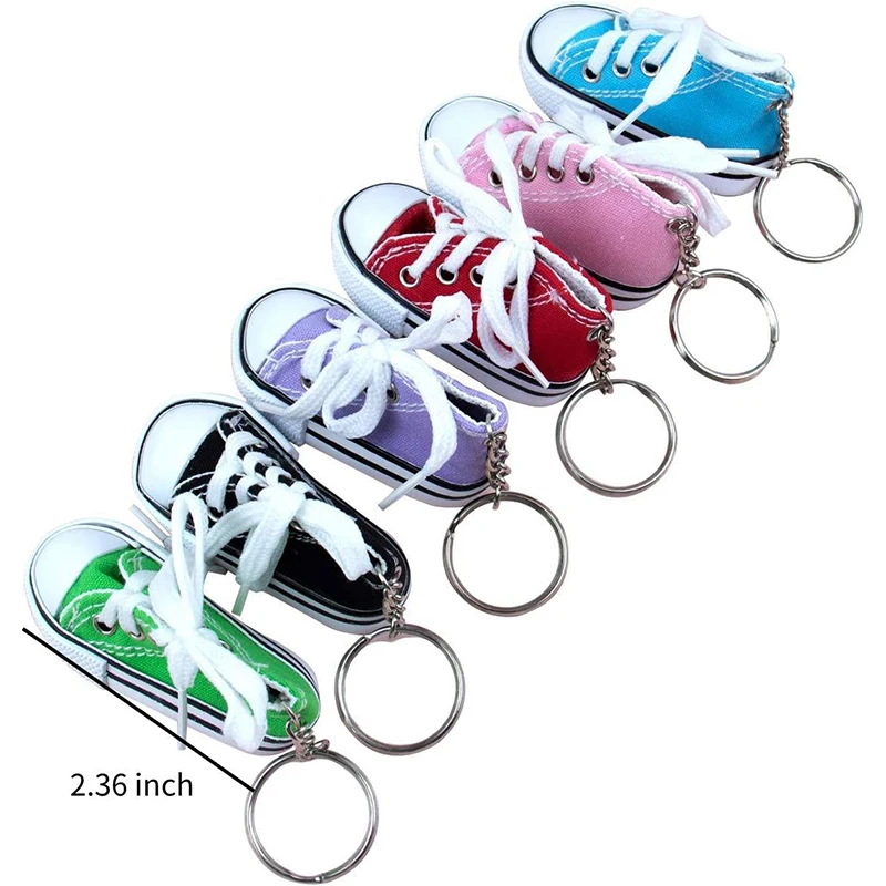 12ks roztomilá mini plátna teniska klíčenka tenis boty klíčenka sport teniska keyrings pro brašna