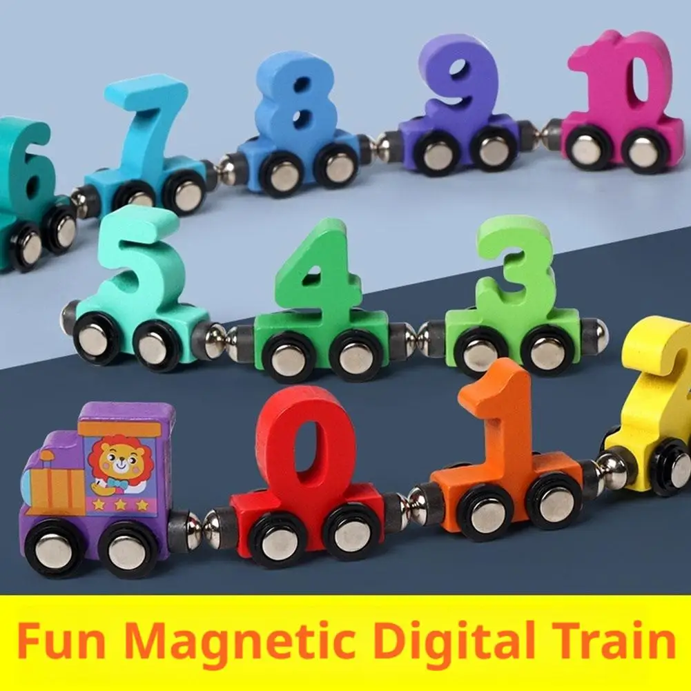 Wooden Magnetic Number Train Toys 0-10 Numbers Colorful Building Blocks Kids Toys Baby Enlightenment Cognitive Puzzle Toys