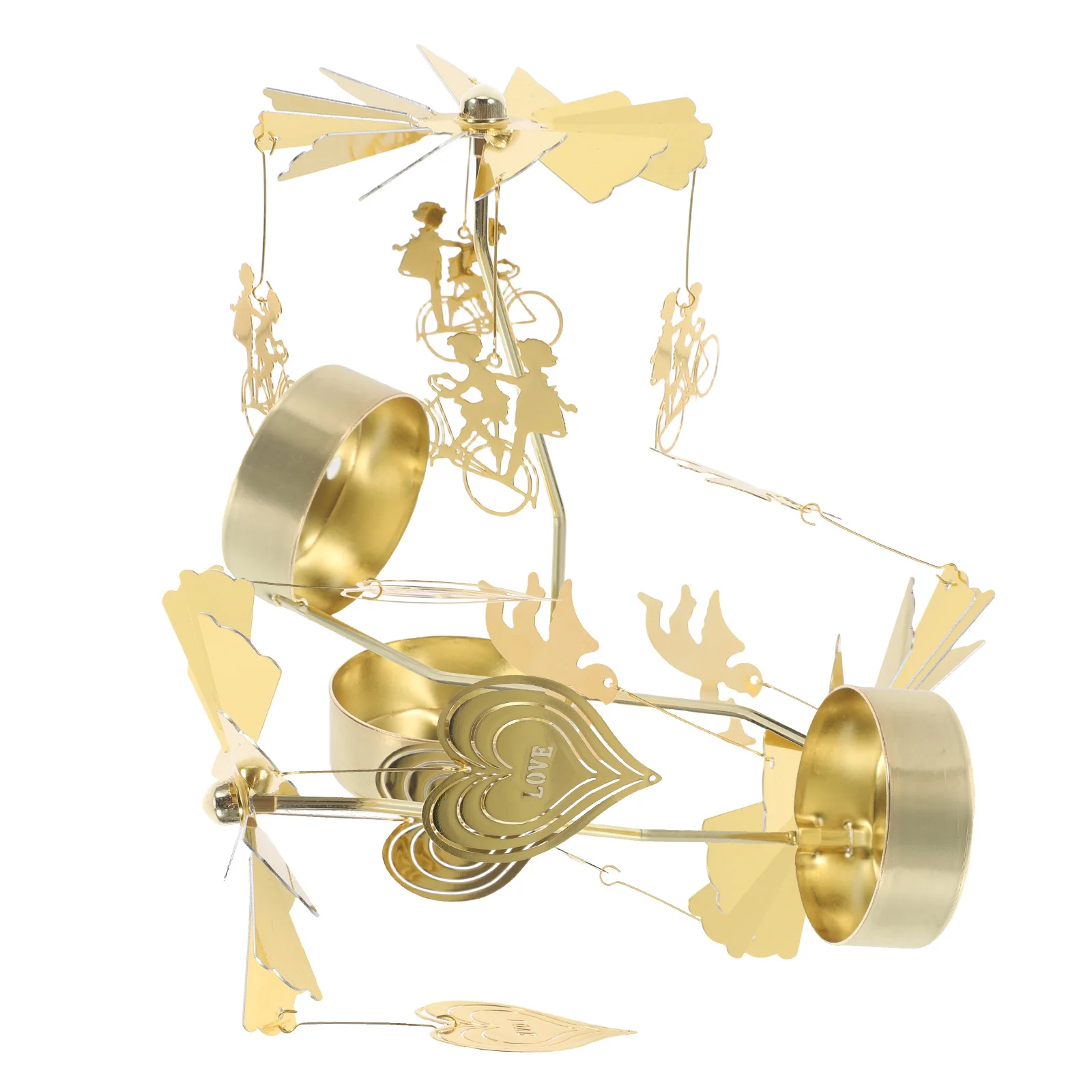 

3Pcs Rotating Holder Metal Romantic Spinning Tea Light Candlestick Wedding Party Table Decor Spinning Holder