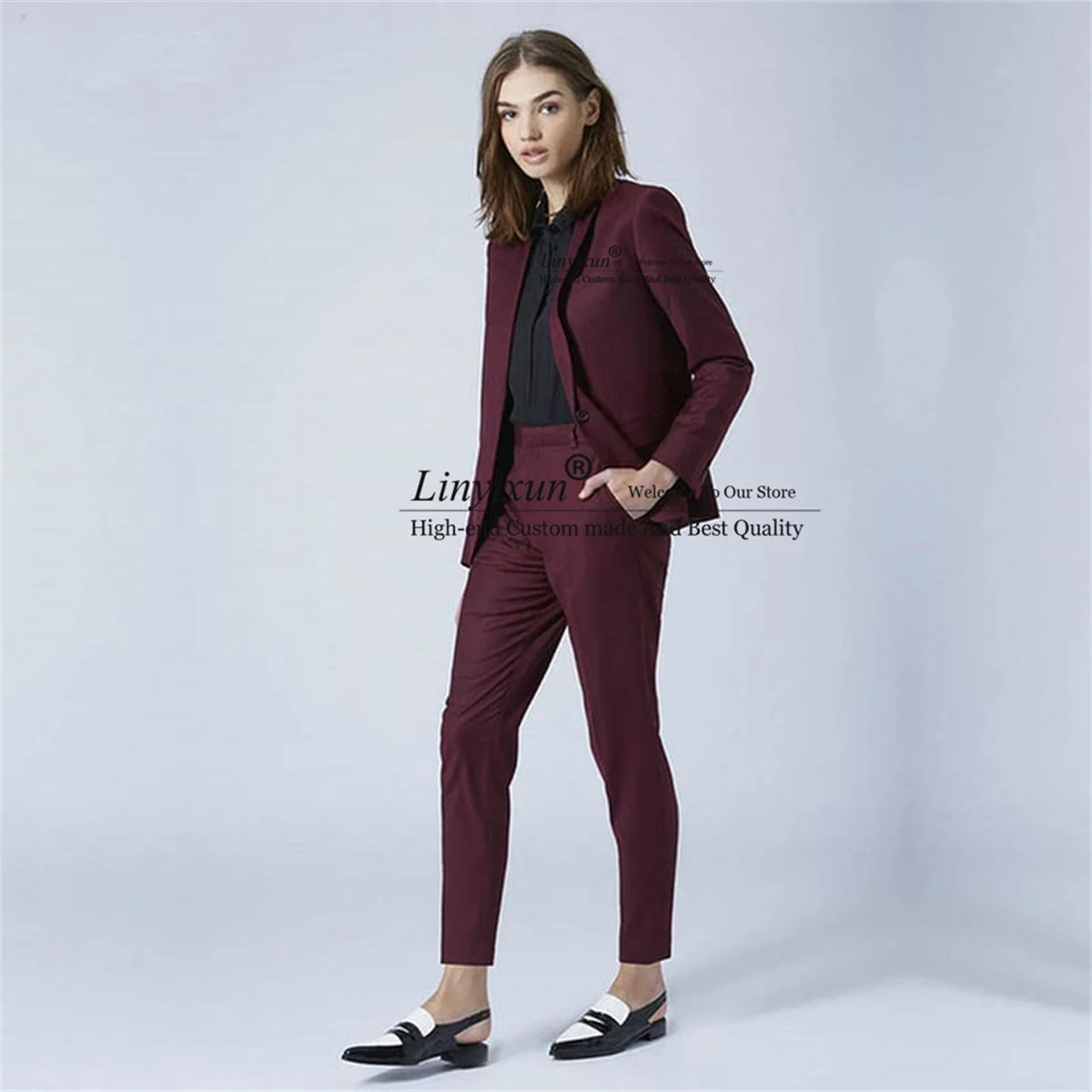 Customized Ladies Pant Suits Women Business Prom Blazer 2 Pieces Set Jacket+Pants Formal Office Uniform Style Female Trouser