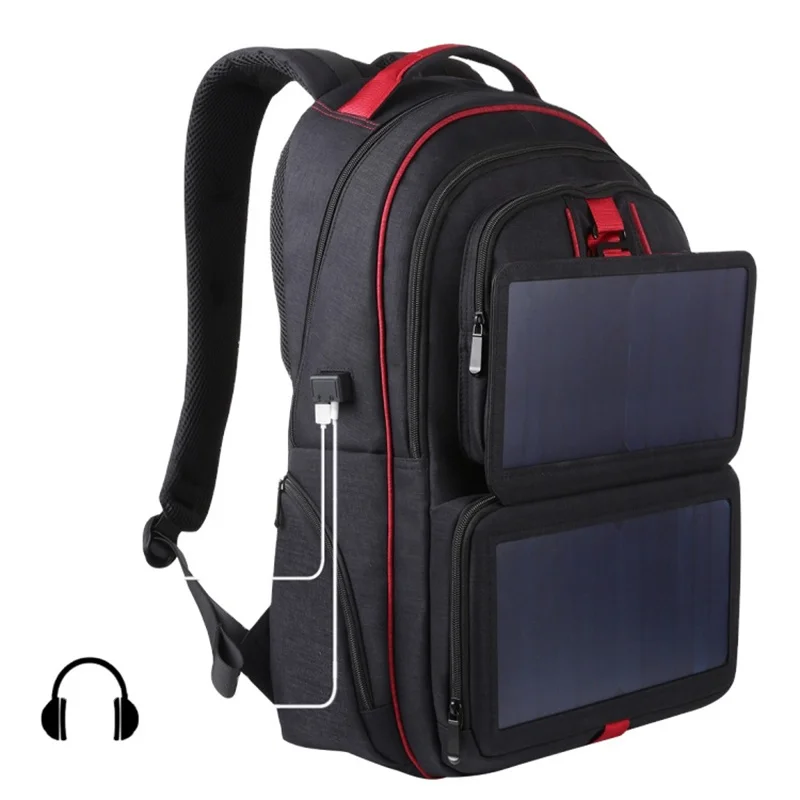 14W 5V solar backpack with panel Battery Power Bank Charger for Smartphone Outdoor Camping Climbing Travel Hiking