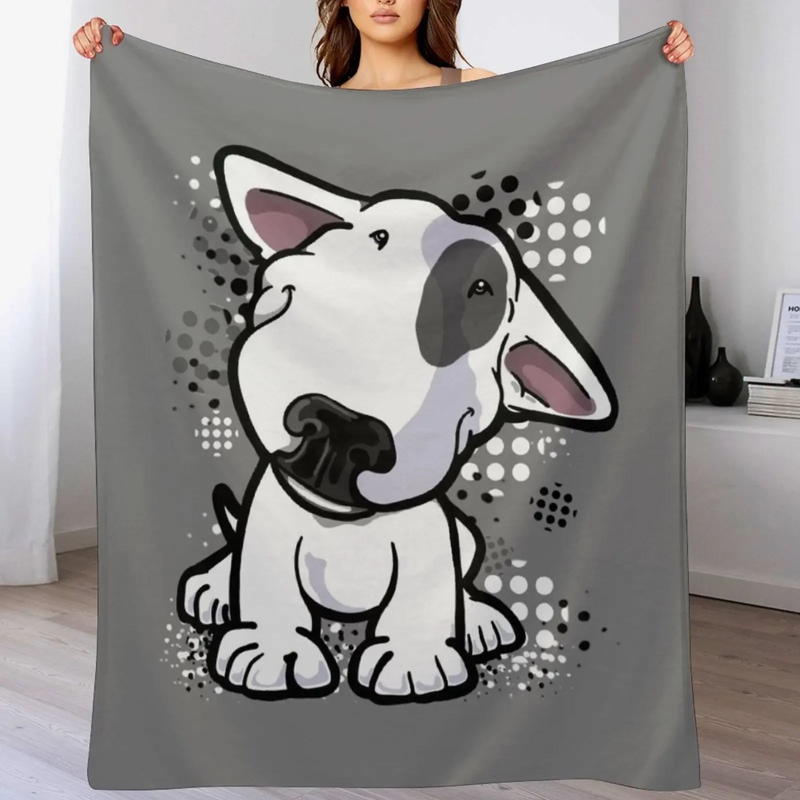 Happy Eye Patch Bullterrier Throw Blanket Warm Napping Blanket for Office Couch Bed