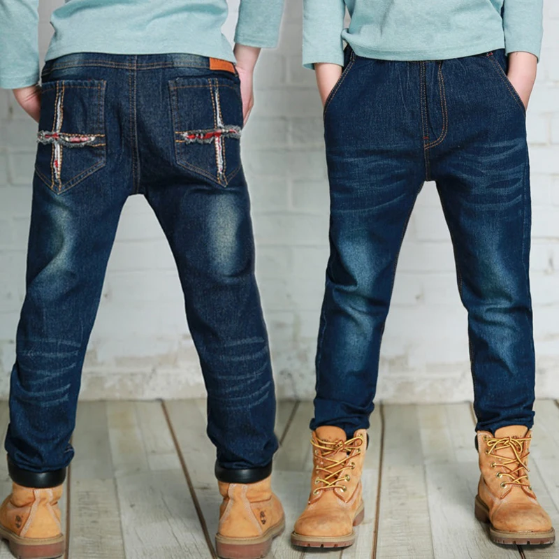 IENENS Kids Casual Jeans Boy Straight Slim Trousers For 4-10 Years Old Spring Fall Kids Denim Pants