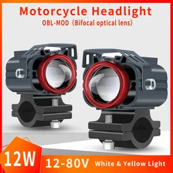 Auxiliary Headlight For Motorcycle LED Light Bulbs Additional Moto Spotlight Long Range External Pitbike Driving Lamp Fog Lights