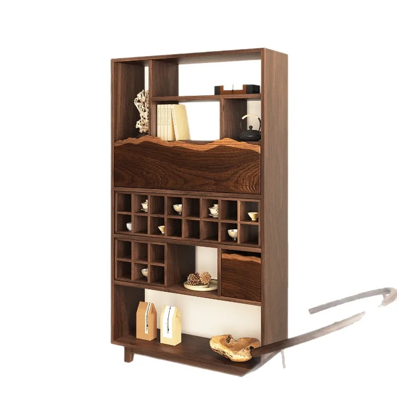Wabi Sand Wind Bogu Rack, Solid Wood Chinese Teacup Rack, Tea Room Duobao Pavilion Storage Antique Storage Rack
