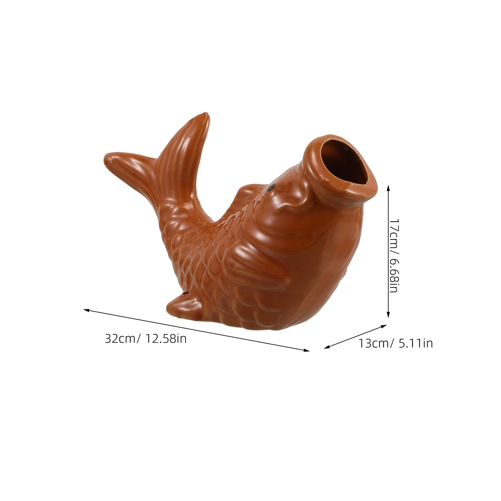 Fontanna do oczka wodnego w kształcie karpi z ceramiki do użytku zewnętrznego - funkcjonalny odpływ wody z elementami artystycznymi i odporny na warunki atmosferyczne.