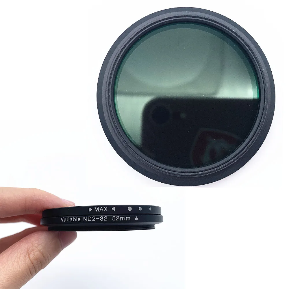 ND2-32 Adjustable ND Camera Lens Filter 52mm 1-5 Stops Variable Neutral Density Filter for Canon Nikon Sony Lenses ND2 to ND32