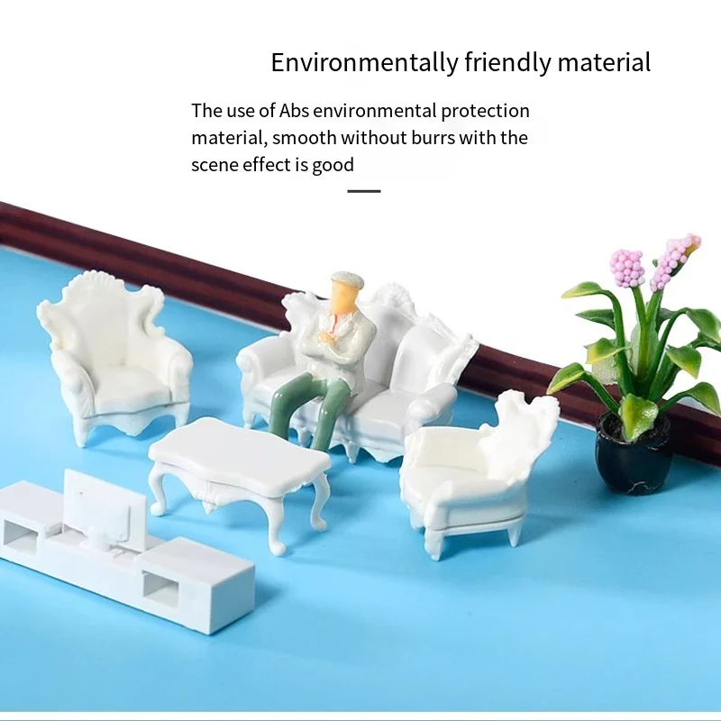 1:50 스케일 미니어처 가구 모델 세트 - 테이블, 의자, 소파, 침대, 캐비닛 및 미니 가전 제품이 포함된 현실적인 인형의 집 키트