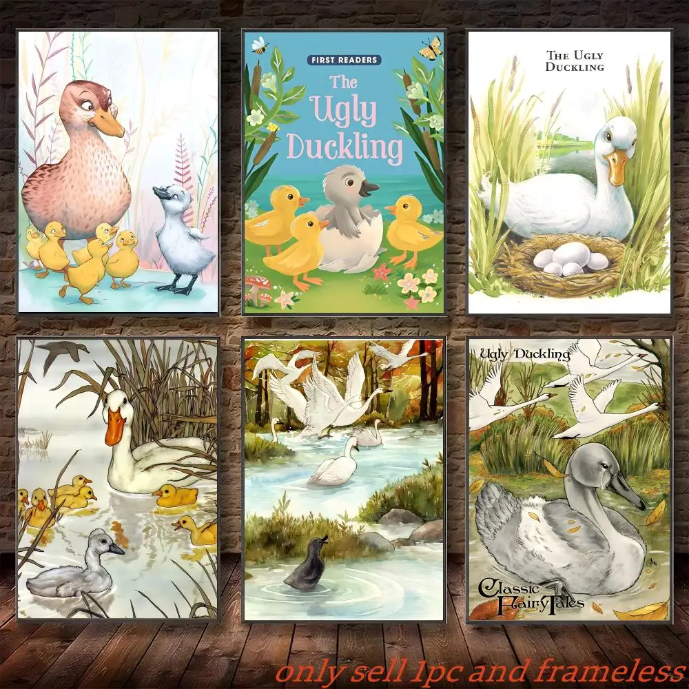 The Ugly Duckling Fairy Tale Poster Self-adhesive Painting with prints Home bedroom living room decoration