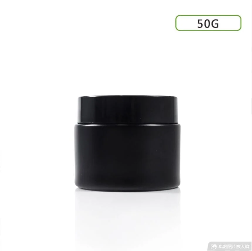 

50G black glass jar black lid essence/eye serum /day night cream/moisturizer gel wax body scrub cosmetic packing glass bottle