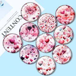 Valentine's Day pattern 10pcs 12mm/16mm/18mm/25mm Round Photo Glass Cabochon Demo Flat Back Making findings