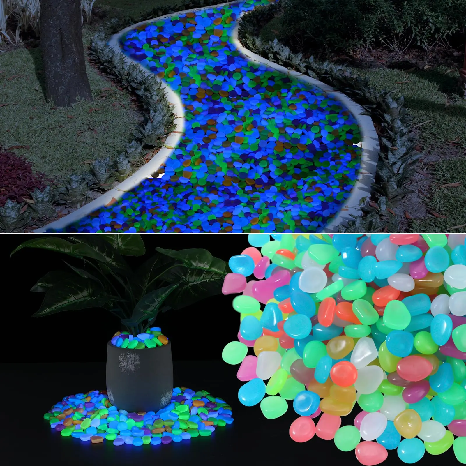 

200/50Pcs Luminous Stones Glow in The Dark Garden Pebbles Rocks Outdoor Decor Aquarium Fish Tank Garden Decor