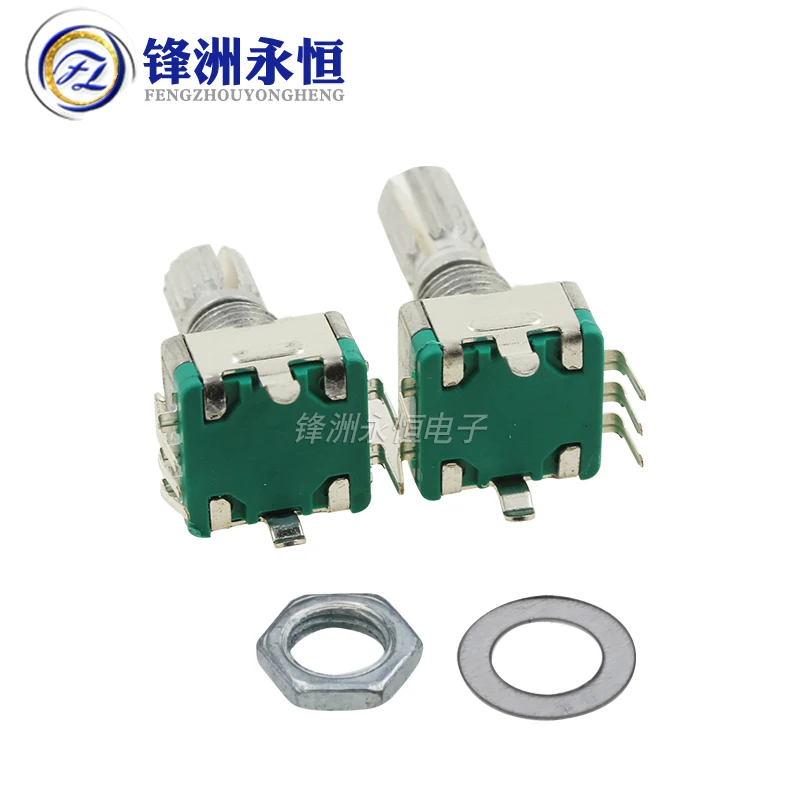 5PCS/LOT 20 Position 360 Degree Rotary Encoder EC11 w Push Button 5Pin Handle Long 15/20MM With A Built In Push Button Switch