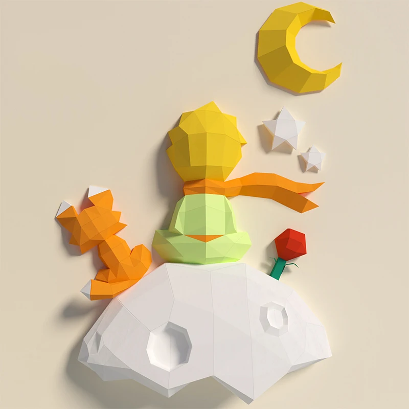 The Little Prince Paper Model Kit 3D Papercraft Wall Hanging Children's Room Cartoon Wall Decoration Home Decor Kids Toys