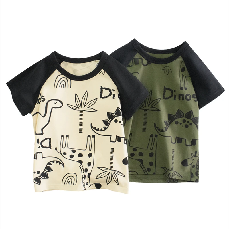 Children's T-shirt 24M to 10T Short Sleeves 100% Cotton Printed Dinosaur Tee Tops Cute Summer Kids Clothes