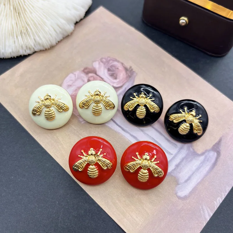 Enamel Bee Earrings Oil Painting Stud Jewelry Round Alloy Brincos Femme Pendientes