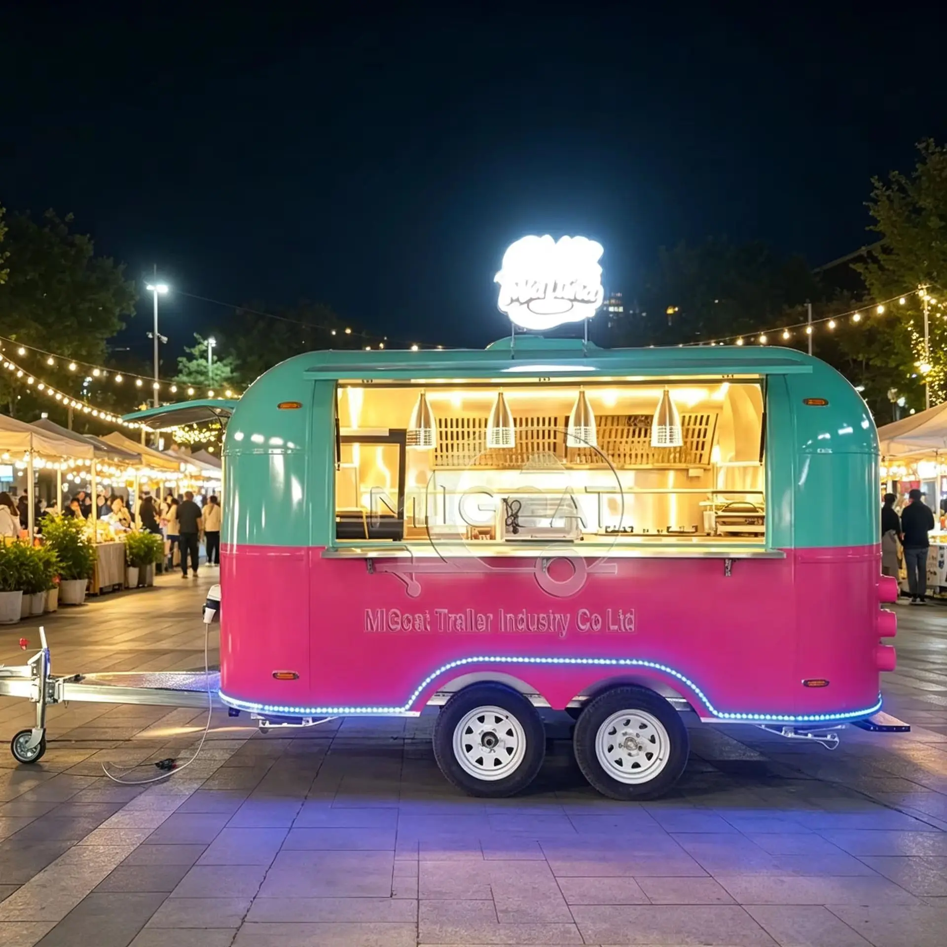 Dual Axle Stainless Steel Mobile Food Concession Trailer Style Street Food Vending Cart Outdoor Catering Trailer
