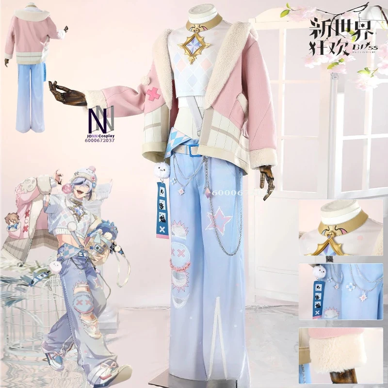 

Game Nu:Carnival Blade Cosplay Costume New Anime High Quality Role Play Pink Coat Pants Hat Full Set for Men Comic Con Px,3;b'2.