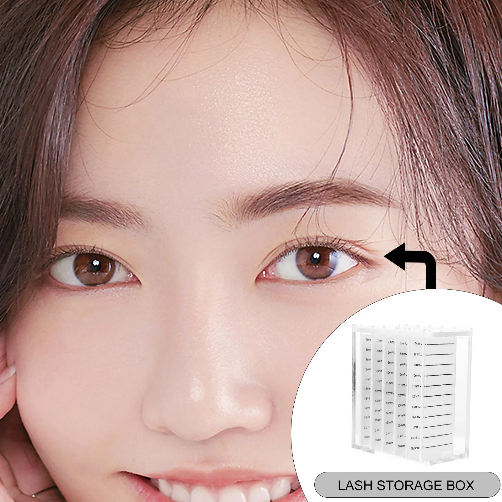 

Eyelash Storage Box Clear Acrylic Case for False Lashes Transparent Packaging Boxes Removable Partition Sliding Door Beauty