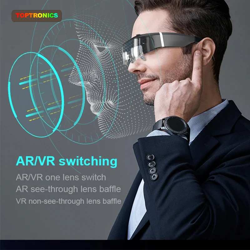 Newest All-in-one Head Mounted Large Memory 3D Android Video Smart Glasses 3DVR OLED Giant Screen VR Headset HDMI Eyeglasses