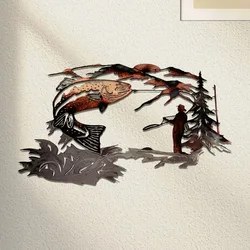 Intricate 3D Metal Wall Decoration Perfect For Mallard Hunting And Trout Fishing Enthusiasts Living Room Decor