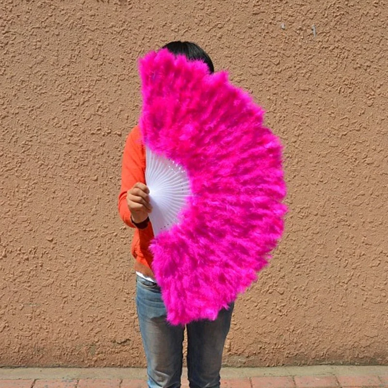 Folded Turkey Feather Hand Fan, Handmade Fans for Dance, Wedding Decoration, White Ladies, Factory Direct Sales, Wholesale, 41 - Image 4