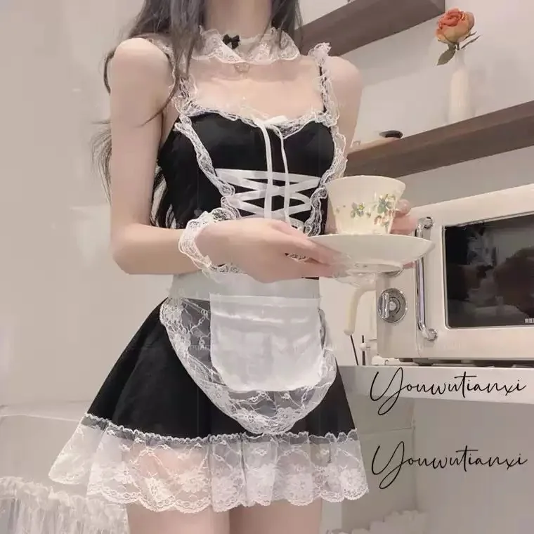 Women's Sexy Maid Lingerie French Maid Outfit Anime Cosplay Costume Role Play Fancy Dress Naughty Apron image 4