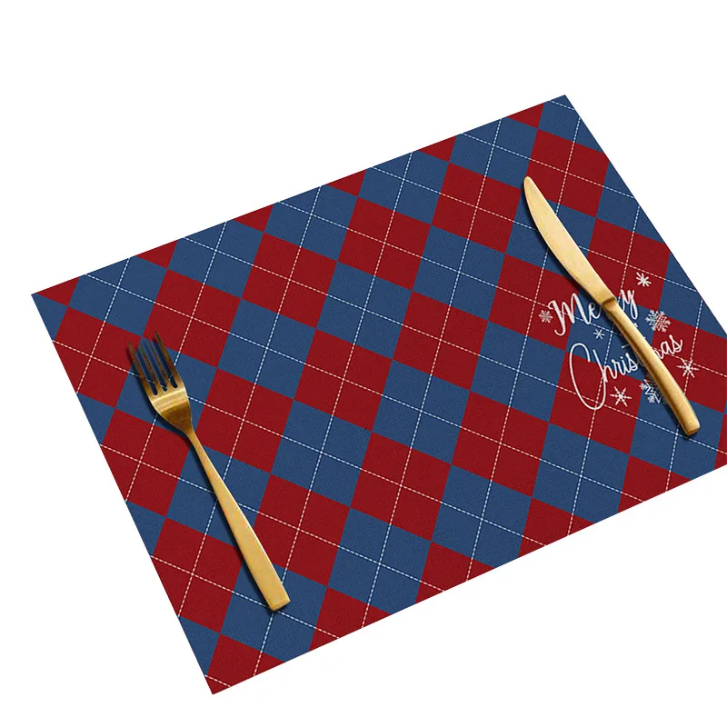 

Hot new products Santa linen placemat square restaurant decoration modern style festive elk table mat