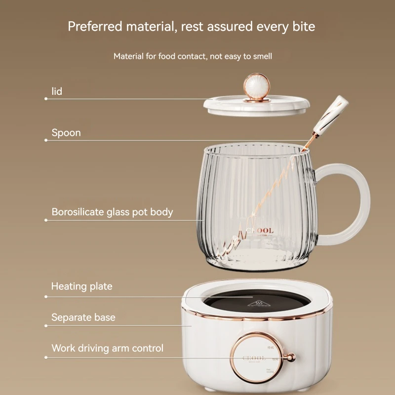 600ML Health Teapot with Tea Infuser Multifunction Electric Stew Cup 220V Electric Kettle Heating Cup Tea Maker for Home Office