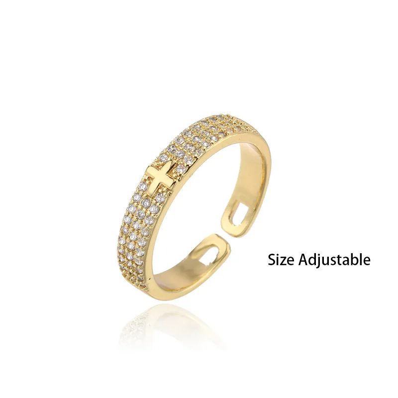 GANPUP Elegante Funkelnde Zirkon-Kreuzringe, Verstellbare Fingerringe für Damen, Modischer Schmuck, Neues Geschenk für Party und Urlaub. – Detail 1